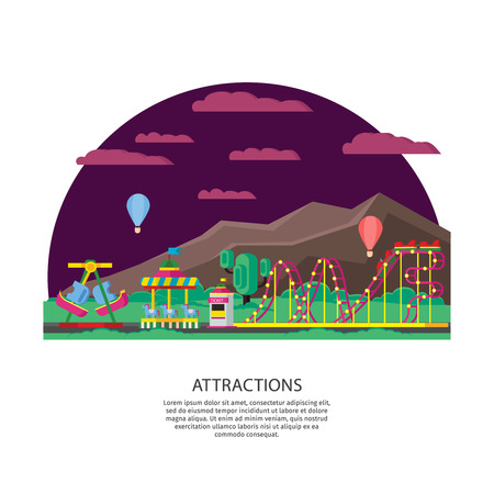 Amusement Park Or Funfair Conceptのイラスト素材
