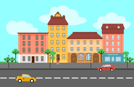 Colorful Spring City Landscape Templateのイラスト素材