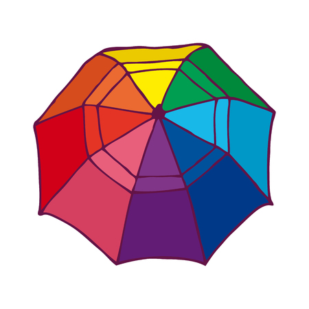 Top View Colorful Opened Umbrella Concept.のイラスト素材
