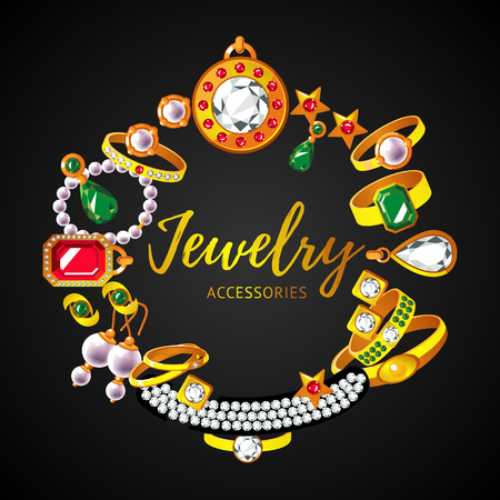 Beautiful Jewelry Accessories Round Conceptのイラスト素材