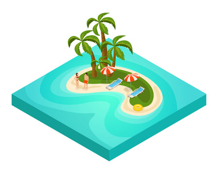 Isometric Tropical Beach Vacation Conceptのイラスト素材