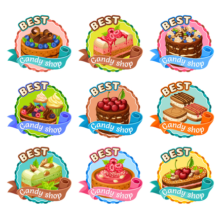 Colorful Candy Shop Stickers Setのイラスト素材