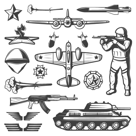 Vintage Military Elements Collectionのイラスト素材