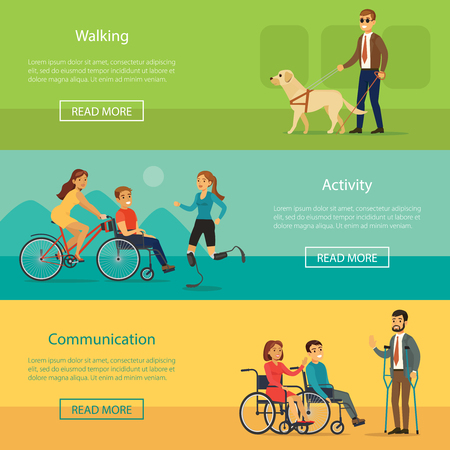 Disabled People Horizontal Bannersのイラスト素材