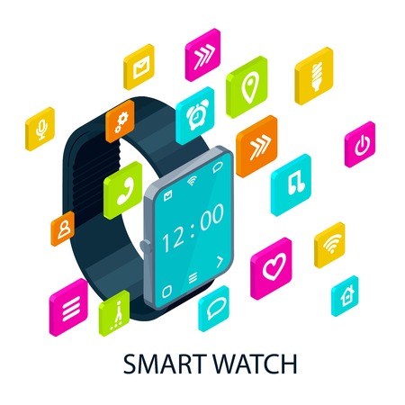 Isometric Portable Smart Watch Conceptのイラスト素材