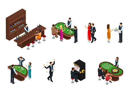 Isometric People In Casino Setのイラスト素材