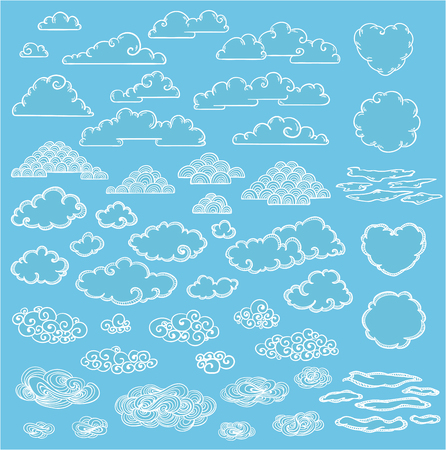 Doodle Elegant White Clouds Collectionのイラスト素材