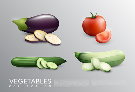 Realistic Fresh Vegetables Setのイラスト素材