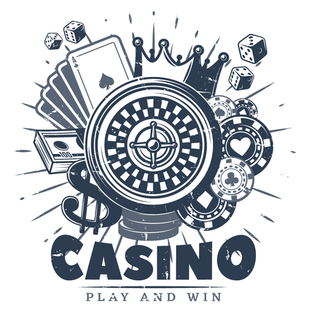 Vintage Monochrome Casino Logo Templateのイラスト素材