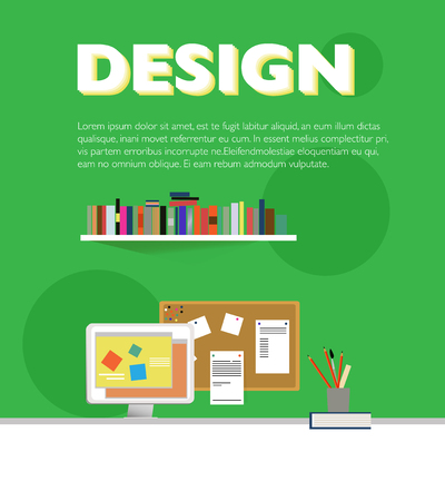 Flat Designer Workplace Elements Templateのイラスト素材
