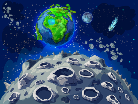 Cartoon Colorful Space Landscape Templateのイラスト素材