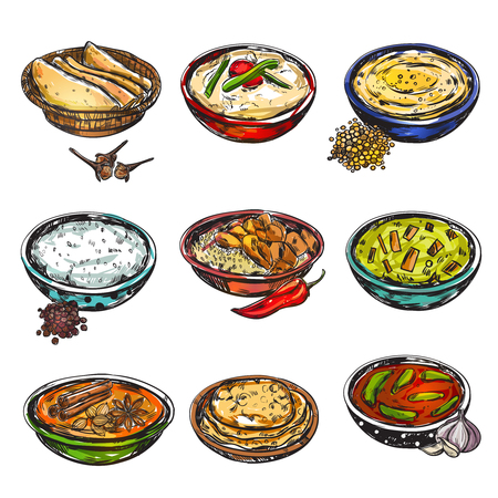 Indian Food Icon Set vector illustration.のイラスト素材