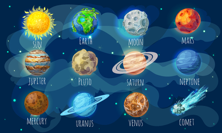 Colorful Space Elements Setのイラスト素材