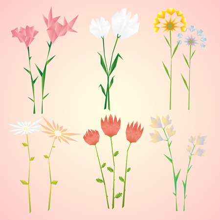 Abstract Natural Spring Flowers Collectionのイラスト素材