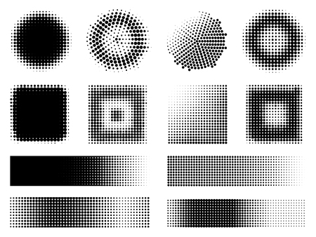 Monochrome Halftone Effects Design Elements Setのイラスト素材