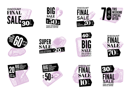 Hand Drawn Modern Gadget Logos Setのイラスト素材