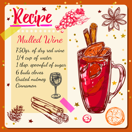 Sketch Mulled Wine Recipeのイラスト素材