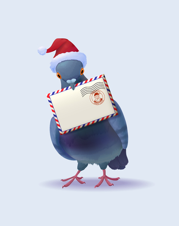 Christmas Santa Claus post pigeon.のイラスト素材