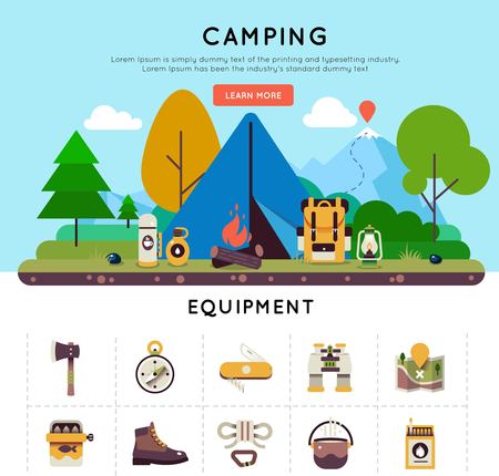 Camping Banner Setのイラスト素材