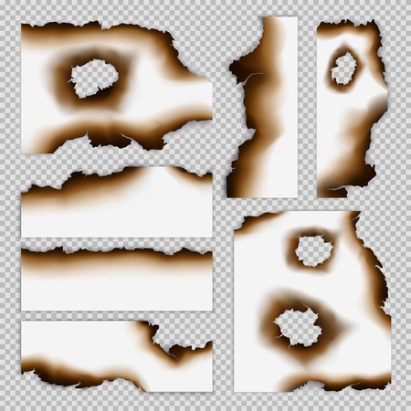 Realistic Scorched Pieces Of Paper Setのイラスト素材