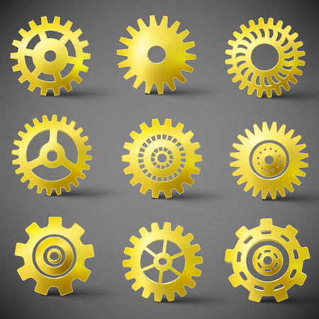 Golden Gears Icons Setのイラスト素材