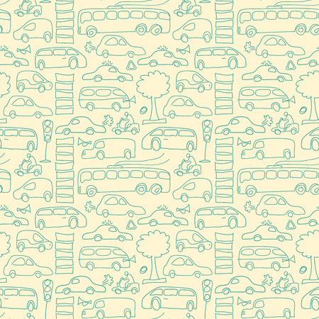 Hand Drawn Transport Seamless Patternのイラスト素材