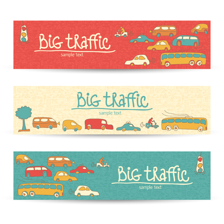 Transportation Doodle Banner Setのイラスト素材