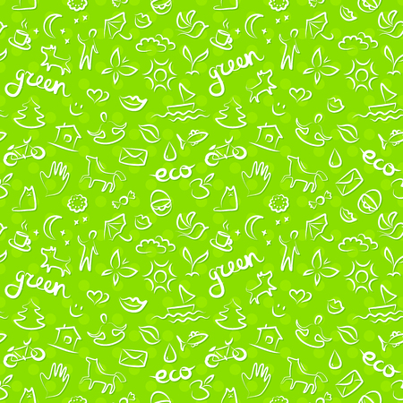 Ecology signs and icons seamless patternのイラスト素材