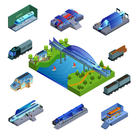 Isometric Modern Trains Conceptのイラスト素材