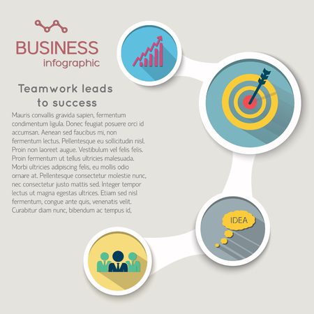Business infographic elements with circles flow and icons in flat style isolated vector illustrationのイラスト素材