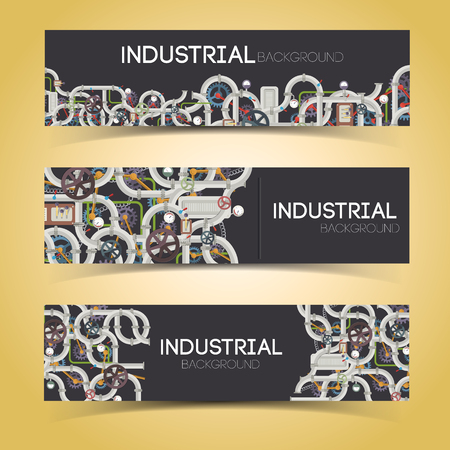 Industrial Machinery Horizontal Bannersのイラスト素材
