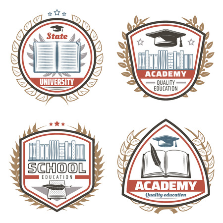 Vintage Colored Education Emblems Setのイラスト素材
