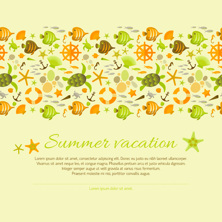 Summer Background Decorated Nautical Ornamentのイラスト素材