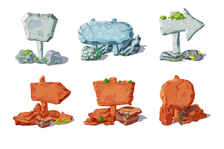 Colorful Stone Pointers And Signboards Collectionのイラスト素材