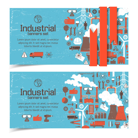 Industrial Horizontal Bannersのイラスト素材
