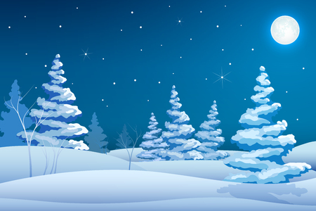 Fairy Night Winter Landscape Templateのイラスト素材