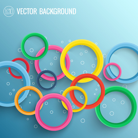 Dynamic light circles with colorful rings in geometric clean style illustration.のイラスト素材