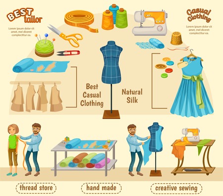 Colorful Tailoring Infographic Conceptのイラスト素材