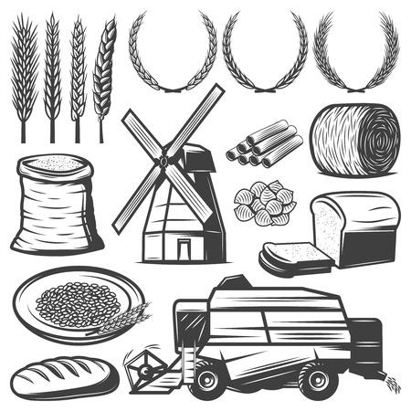 Vintage Agriculture Elements Setのイラスト素材