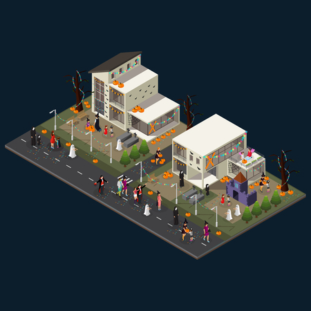 Isometric Halloween Holiday Celebration Conceptのイラスト素材