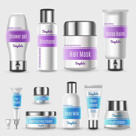 Realistic Professional Cosmetic Packaging Setのイラスト素材