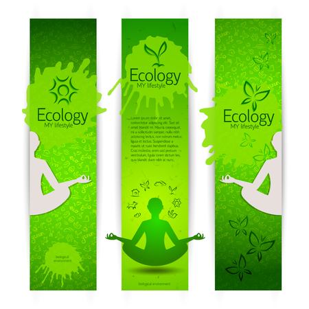 Ecological harmony concept bannersのイラスト素材