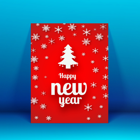New Year brochure template with white fine tree.のイラスト素材