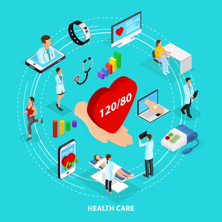 Isometric Digital Medical Care Conceptのイラスト素材
