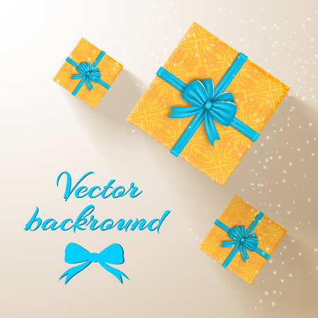 Greeting invitation poster with decorative cards and blue luxury ribbon bows.のイラスト素材