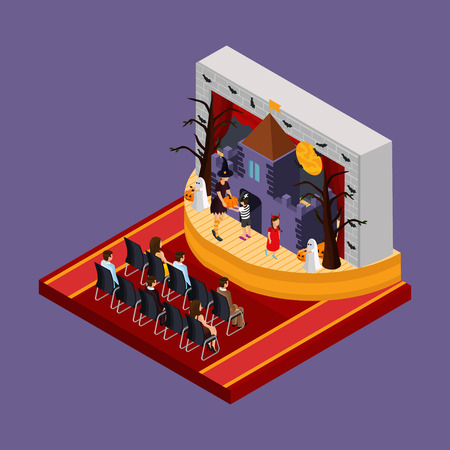 Isometric Halloween Theatrical Performance Conceptのイラスト素材