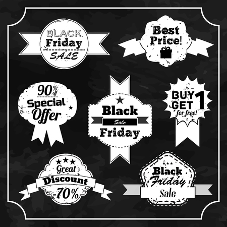 Set Of Black Friday Chalkboard Badgesのイラスト素材