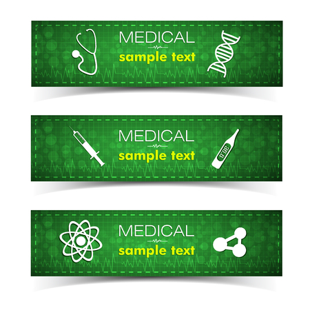 Medicine and pharmacy horizontal banners set.のイラスト素材