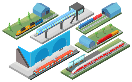 Isometric Railway Transport Conceptのイラスト素材