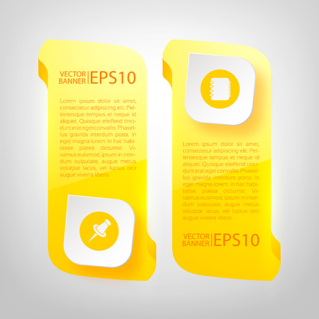 Infographic abstract vertical banners in golden color with text light rounded square and icons isolated vector illustrationのイラスト素材